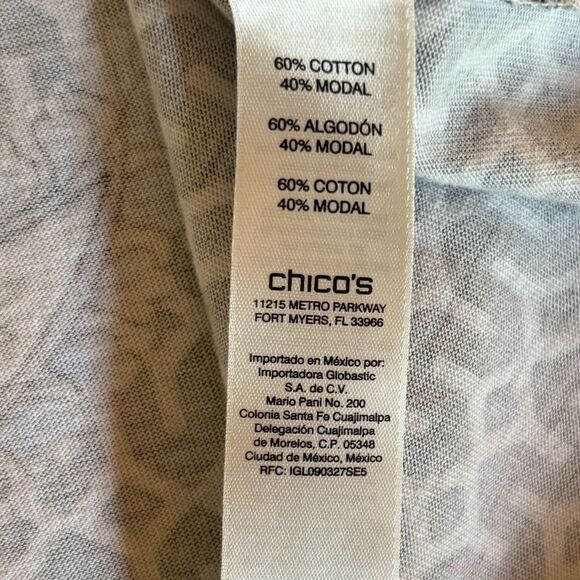 Chicos Paisley Sequin Embellished Tee Shirt Top Cotton Modal Womens Size Large - Picture 7 of 9